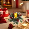 thumbnail image 6 of FeiFu Christmas Tabletop Centerpiece Decor Red Berry Candle Wreath Festive Greenery Design Exquisite Crafted for Dining Table Holiday Ambiance, 6 of 8