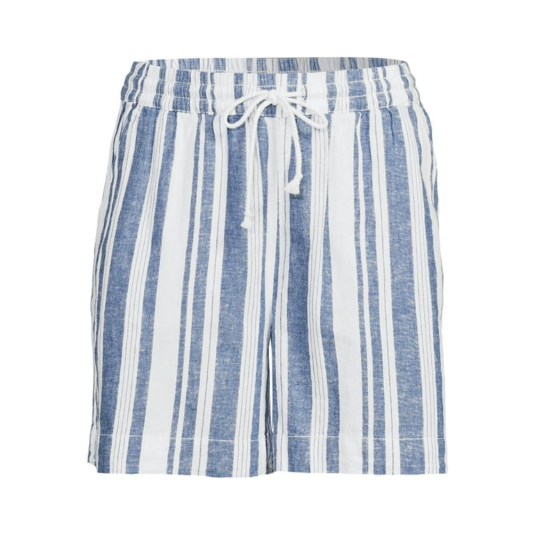 Womens blue striped clearance shorts
