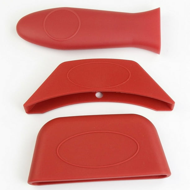 Soporte de silicona para mango caliente, paquete de 3 agarraderas para ollas, cubierta de goma, resistente al calor, antideslizante, fundas para agarraderas para sartenes de metal de hierro