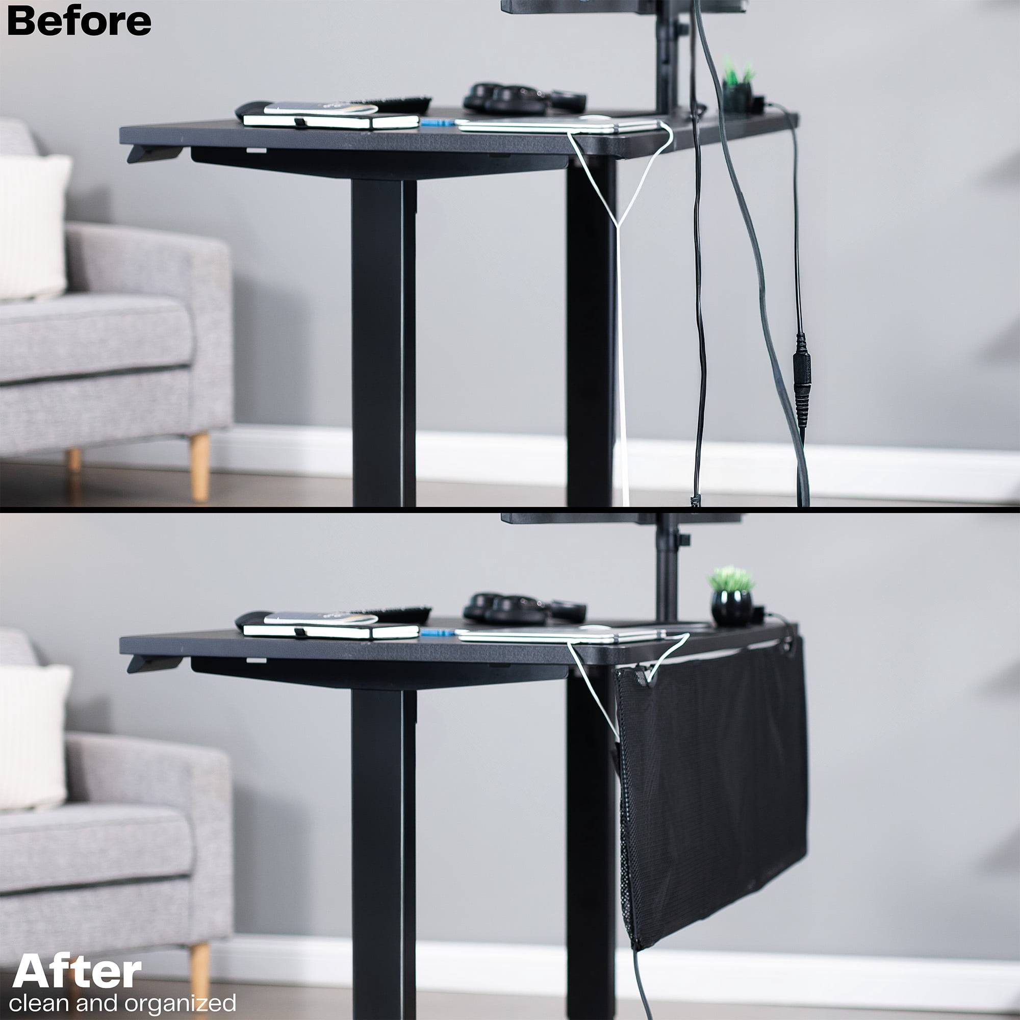 VIVO Black Under Desk Privacy & Cable Management Sleeve Panel 48" Kit