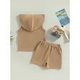 thumbnail image 3 of Coduop Toddler Baby Boy Summer Clothes Sleeveless Hooded Vest Top + Drawstring Shorts, 3 of 8