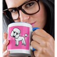 thumbnail image 2 of 3drose, Cute White Poodle Pink Paw Print Background, 15oz Two-tone Blue Mug, 2 of 6