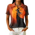 thumbnail image 2 of Bexdxz Vintage Halloween Polo Shirts Women Short Sleeve Lapel Collar Casual Autumn Party Tees Orange 3XL, 2 of 4