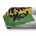 thumbnail image 3 of Saying Soft Flannel Fleece Blanket, Rastafarian Design Just Relax Message on Vermilion Yellow and Green Stripe Backdrop, Cozy Plush for Indoor and Outdoor Use, 70" x 90", Multicolor, by Ambesonne, 3 of 6