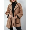 thumbnail image 3 of Women’s Loose Coat Turn Down Collar Open Front Cardigan Coat with Contrast Edge Scarf 2 Piece Set for Winter, 3 of 10
