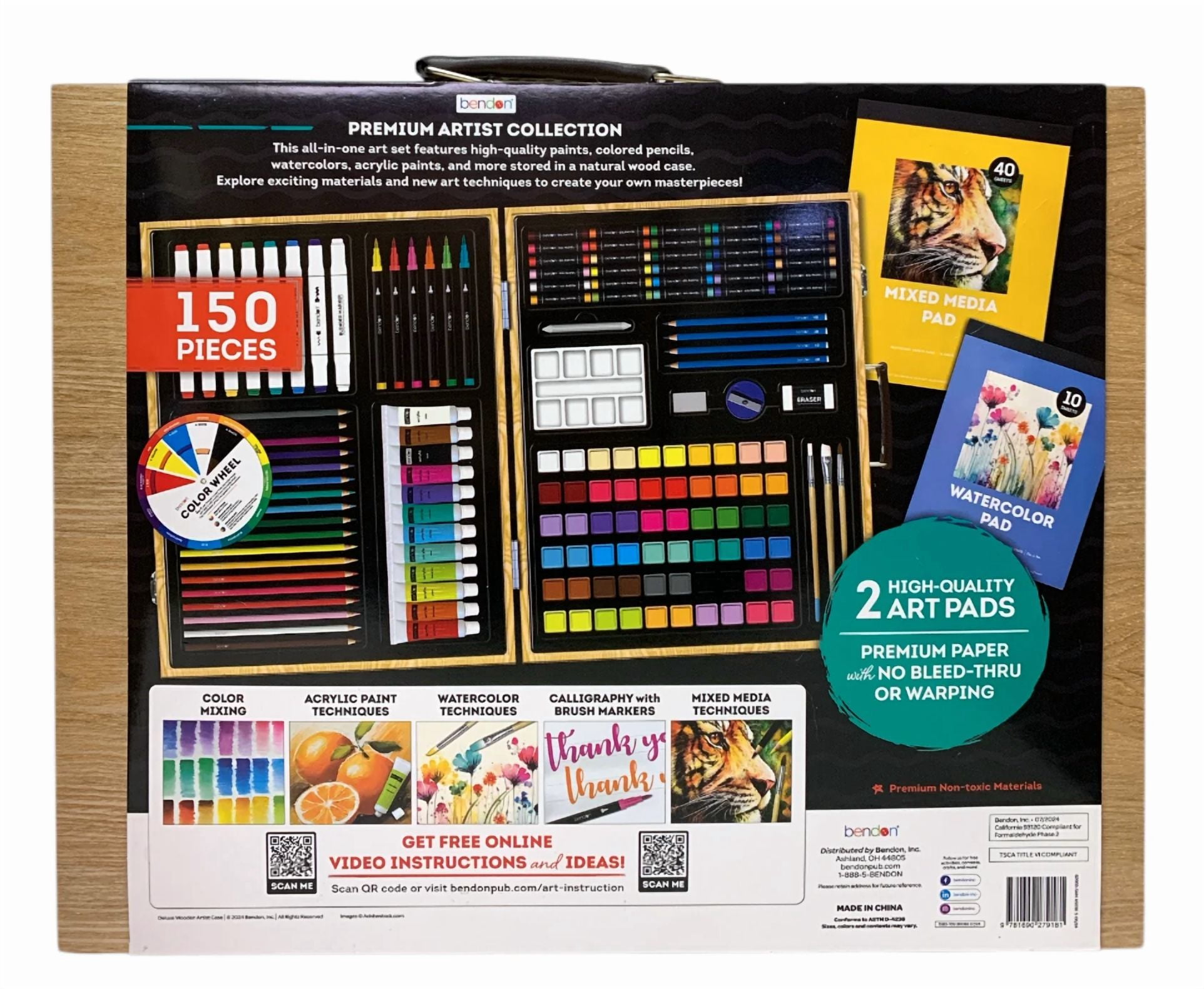 Bendon Deluxe Artist Wooden Storage Case:(150 Pcs) - Portable