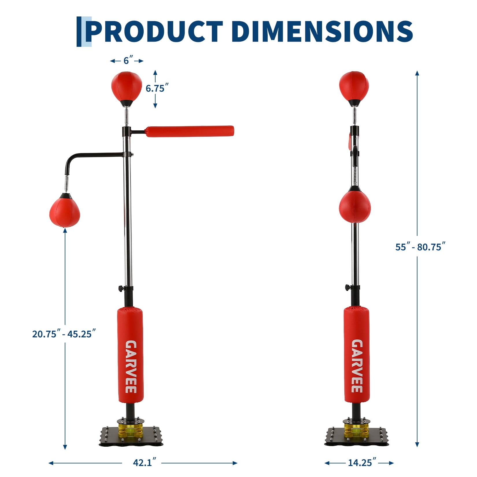 Freestanding Boxing Re-flex Bag with Speed Ball & Rotating Bar, Adjustable Height Punching Bag with Suction Base, Boxing Training Equipment for Adults & Teens