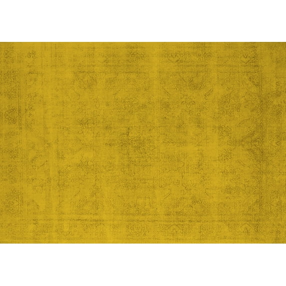 Ahgly Company Machine Washable Indoor Rectangle Oriental Yellow Industrial Area Rugs, 2' x 5'