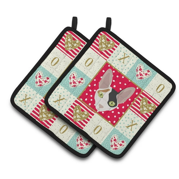 Cornish Rex Cat Love Pair of Pot Holders