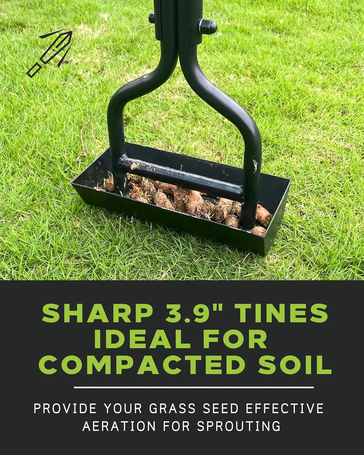 Lawn Aerator Coring Tool with Soil Core Tray, Manual Garden Plug Aerator for Grass Aeration, Yard Aerator & A Cleaning Tool for Compacted Soil, Lawn Care