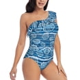 thumbnail image 3 of Pofeuu Shell Print Women's One Piece Swimsuits One Shoulder Swimwear Asymmetric Ruffle Monokinis Bathing Suits-XX-Large, 3 of 6