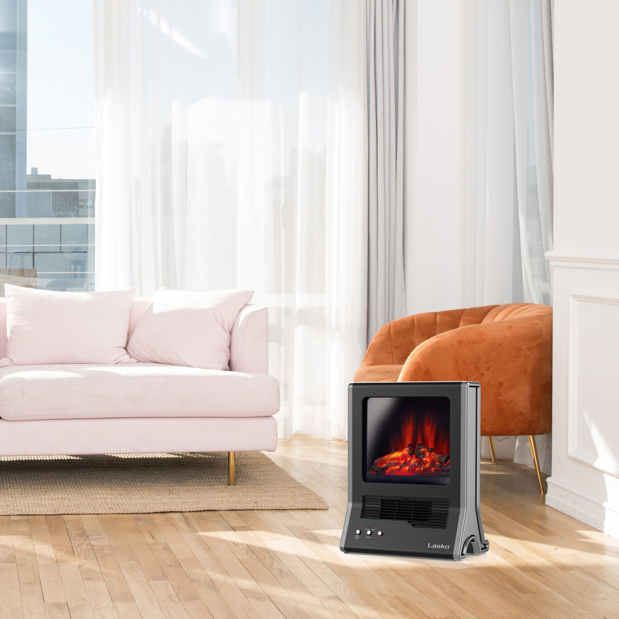 Lasko 19” 1500W Electric Ultra Ceramic Fireplace Space Heater, Black CA20100