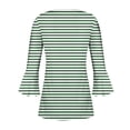 thumbnail image 5 of YUGYXL 3/4 Bell Sleeve Shirts for Women Lounge Henley Tshirts Ruffle Flowing Striped Soft Comfy Blouse Ladies Button V Neck Tunics Fit Tops Holiday Tees, 5 of 5
