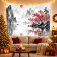 thumbnail image 3 of Traditional Wash Series with Mist Shrouded Towering, Serene Japanese Inspired for Japanese Art Lovers, Wall Decor, Housewarming Gift, Tapestry Wall Hanging for Dorm and Living Room, 3 of 7