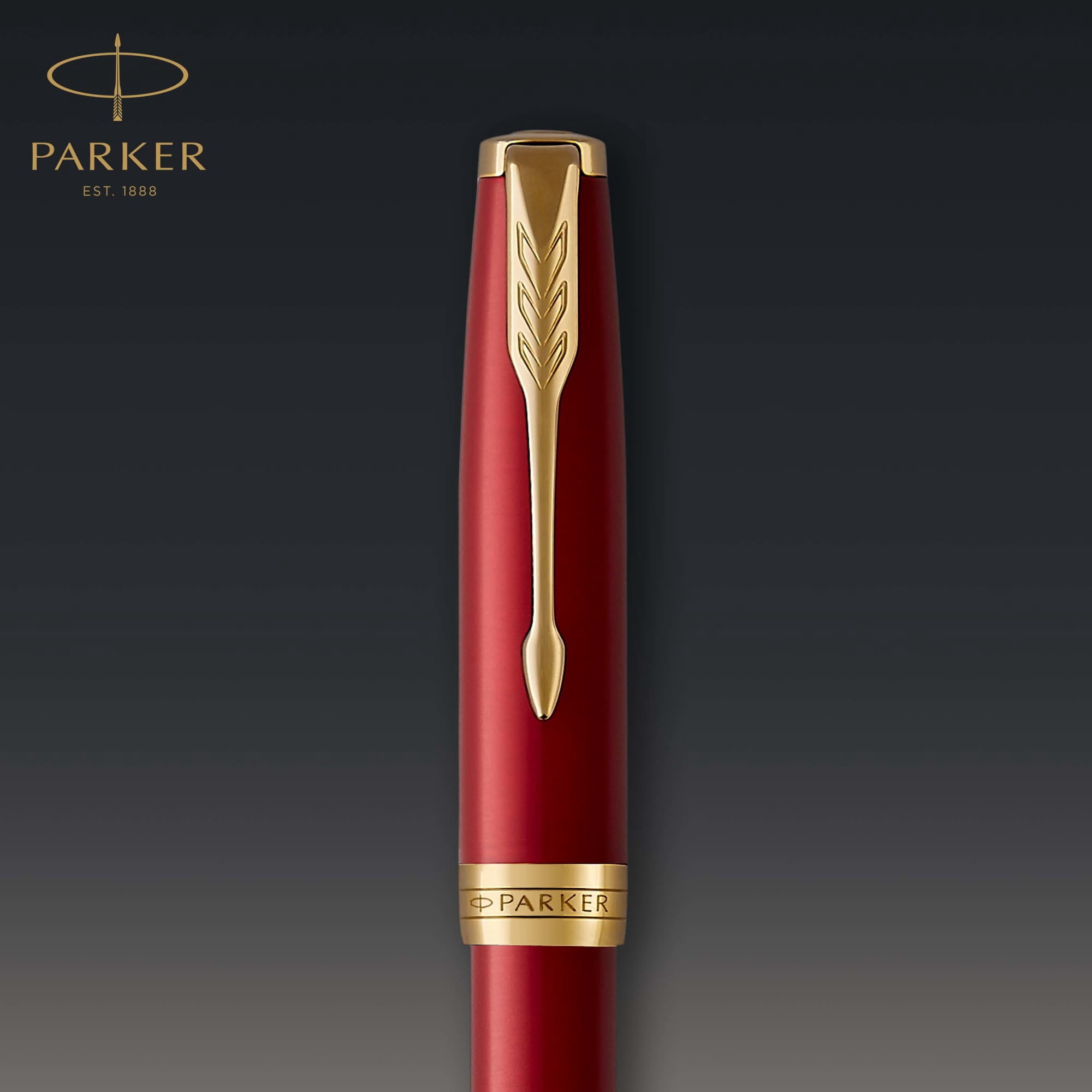 Parker Sonnet Fountain Pen | Red Lacquer with Gold Trim | Medium Nib | Gift Box