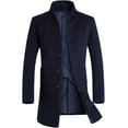 thumbnail image 1 of Men's Trench Coat Long Wool Blend Overcoat Slim Fit Down Topcoat, 1 of 1