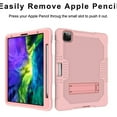 thumbnail image 4 of iPad Pro 12.9 inch 4th Generation 2020 Case with PET Screen Protector, Kids Case For iPad Pro 12.9 with Pencil Holder, Heavy Duty Rugged Dropproof Shockproof Case Kickstand Protective Cover, Rosegold, 4 of 7