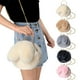 thumbnail image 1 of Bolso bandolero de conejo de peluche para mujer | Bolsa de poliéster suave con orejas | Cierre de clip | Rosa, Caqui, Gris, Blanco | 22x21cm | Bolso accesorio para el pelo espacioso y mono, 1 of 6