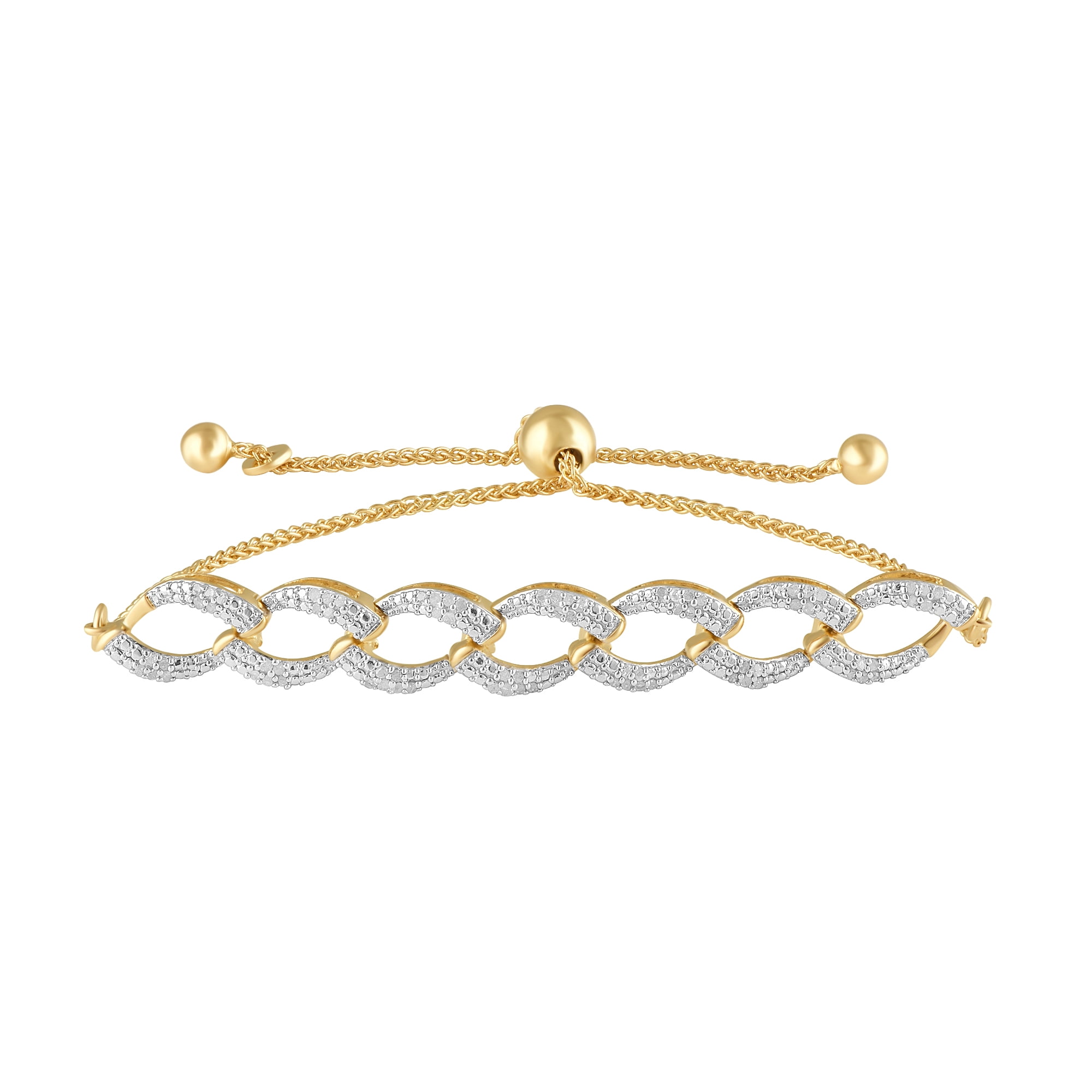 1/2 Carat T.W Sterling Silver Yellow Stud Earrings and Bolo Bracelet 2 Pcs set.
