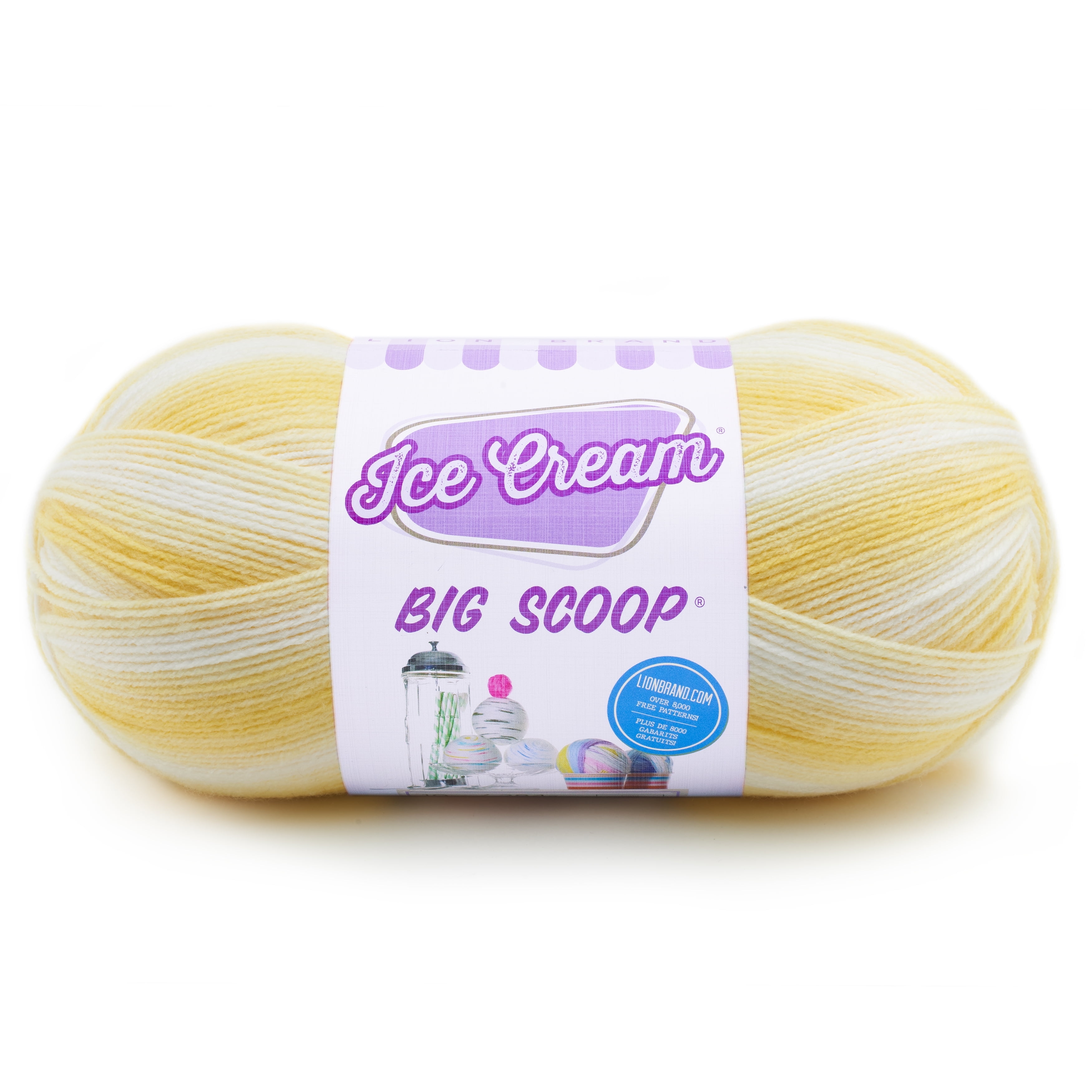 Lion Brand Yarn Ice Cream Big Scoop Lemon Meringue Light Acrylic Multi ...