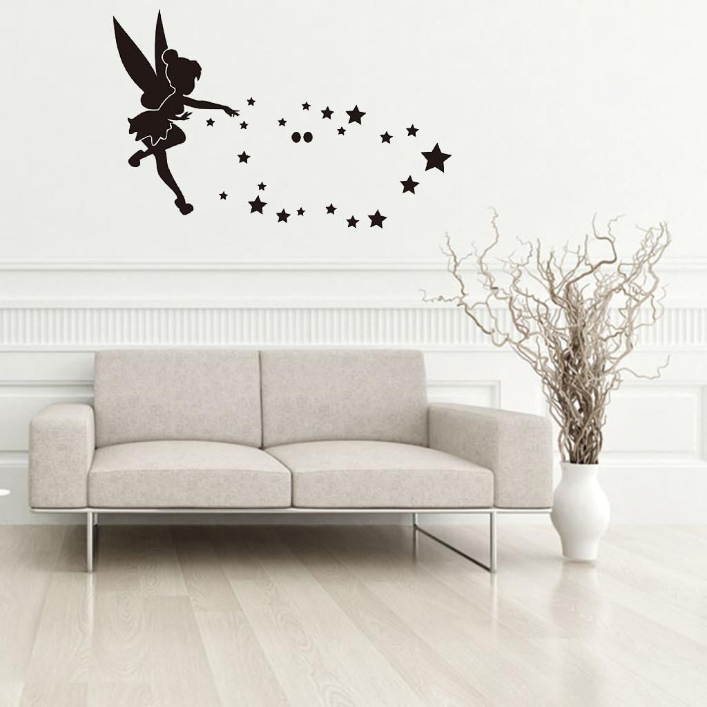 28Pc Fairy And Stars Pattern 3D Wall Sticker Plastic Mirror Decal Home Decor 