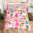 thumbnail image 1 of Juego de funda nórdica navideña festiva de 2 o 3 piezas, suave y transpirable, morado con Papá Noel, renos y copos de nieve para decoración de dormitorio o dormitorio, 1 of 6