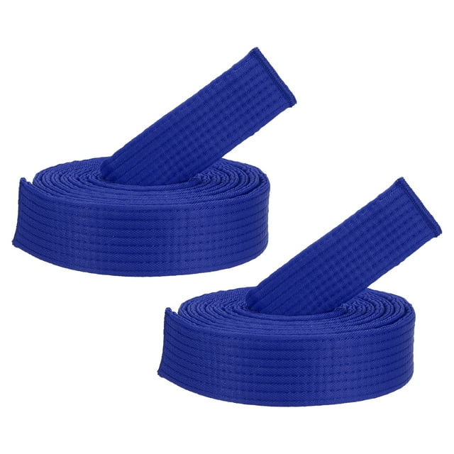 Unique Bargains 9.2FT Taekwondo Colored Ranking Belts, Polyester / Cotton Men Women Pro for Competition, Blue 2 Pack