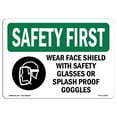 thumbnail image 1 of SignMission OS-SF-A-1824-L-11005 18 x 24 in. OSHA Safety First Sign - Wear Face Shield with Safety with Symbol, 1 of 1