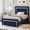 Blue, variant on 4 EVER WINNER Twin Bed Frame, Velvet Upholstered Bed Frame with Diamond Headboard, White Bed Frame Twin Size, White