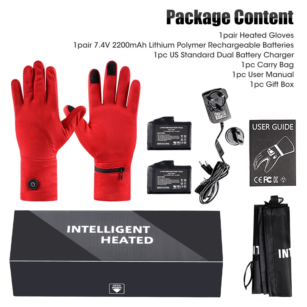 Snow deer Unisex Heated Glove Liners Rechargeable Battery Electric Heated Gloves Winter Warm Glove Liners for Arthritis Raynaud Thin Gloves Riding Ski Snowboarding Hiking Cycling Hand Warmers