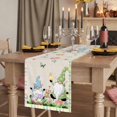 thumbnail image 2 of Table Runners 108 Inches Long Dress Scarves, Happy Easter Farmhouse Coffee/Dining/Kitchen Table Runner for Living Room, Green Blue Gnomes Bunny Flowers Striped 13x108 Inch, 2 of 9