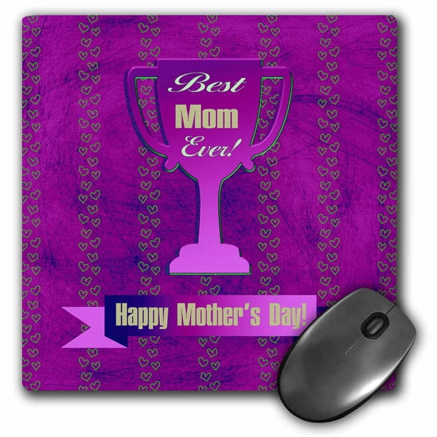 3dRose Best Mom Ever Trophy on Heart Background, Pink and Purple, Mouse