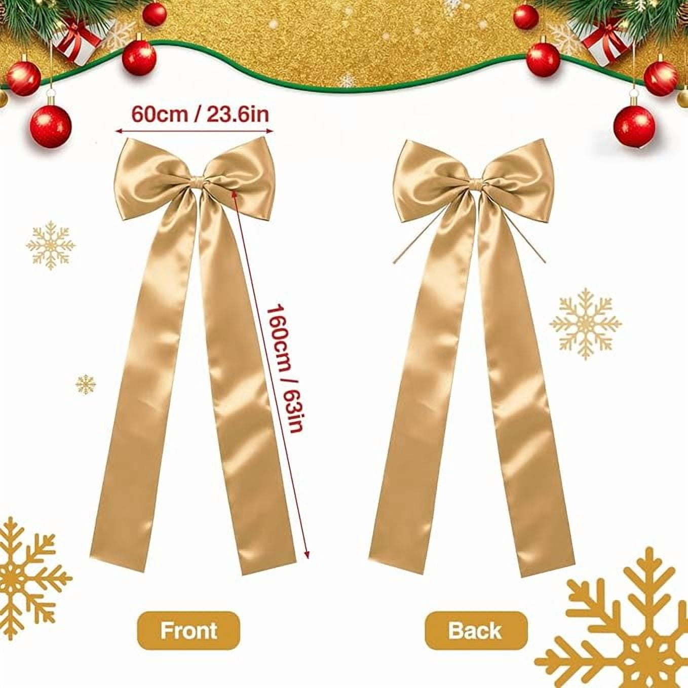 23.62"  Bow Pre-Tied Bow For Christmas Tree, Dark Red Velvet Ribbon Bow For Wreaths, Tree Toppers Bow, Premade Bow, Gift Bow For Party Favor, Christmas Home Indoor Outdoor Decor-1 Counts