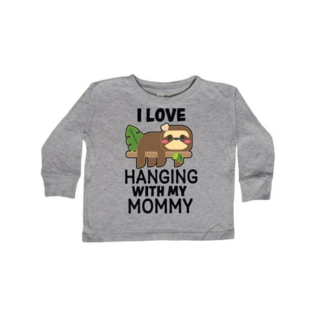 

Inktastic I Love Hanging out with My Mommy with Sloth Gift Toddler Boy or Toddler Girl Long Sleeve T-Shirt