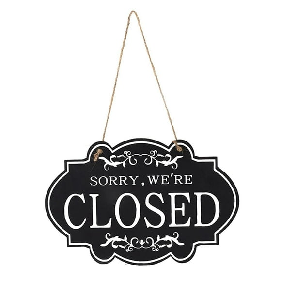 Double Sided Open Closed Door Sign Business Sign Vintage Black