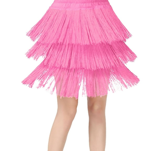 Bysome Cute Dress For Girls Toddler Kids Tassel Dance Skirt Latin Ballroom Layered Fringe Dancewear Hot Pink 12-13 Years