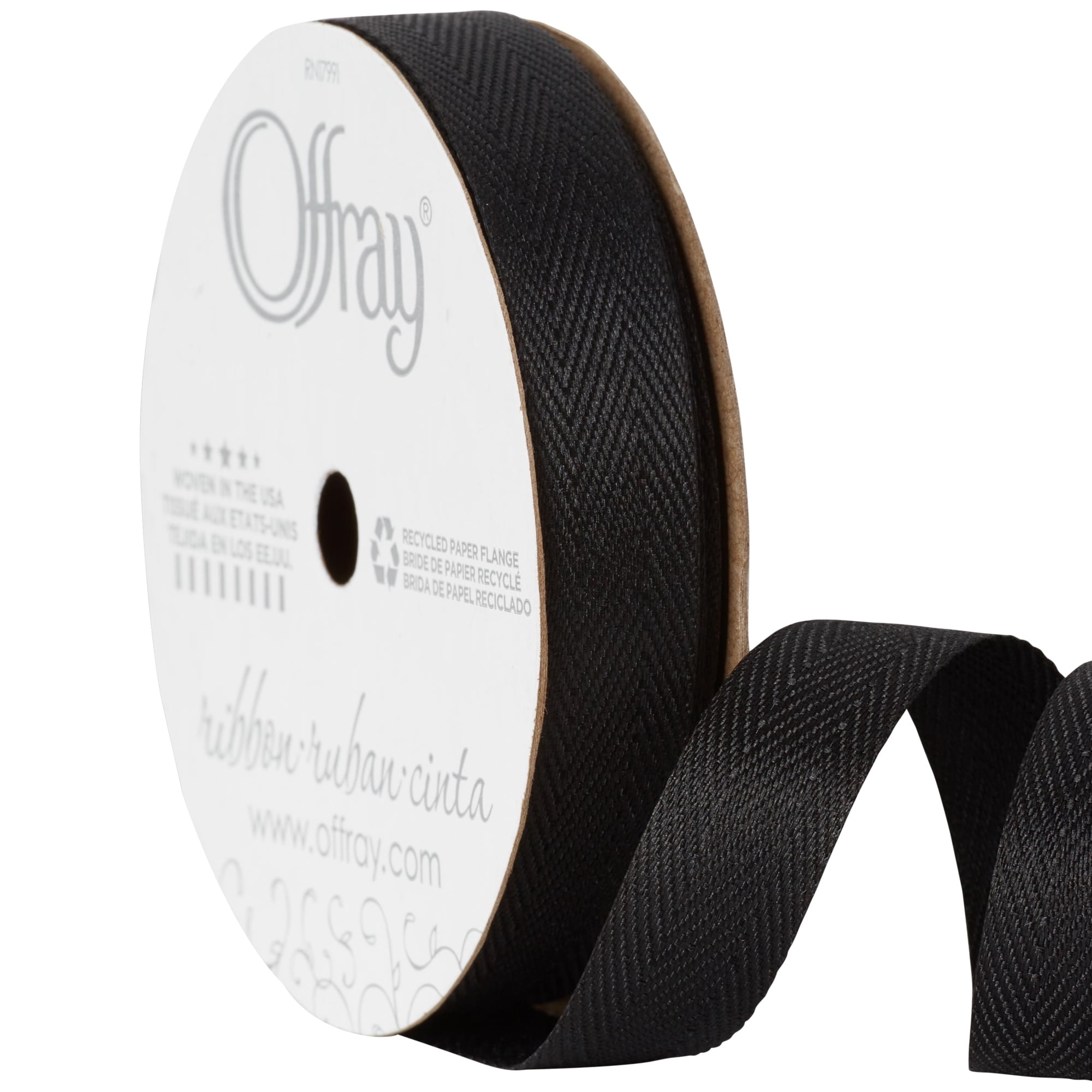 (3 pack) Offray Ribbon, Black 5/8 inch Twill Ribbon, 9 feet