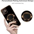 thumbnail image 2 of for iPhone 11 Case Cute 6D Astronaut Case with Stand Function Luxury Plating Case Cover Slim Fit Soft TPU Shockproof Bumper Protective Electroplated Case for Girls Boys,6.1 inch,Black, 2 of 12