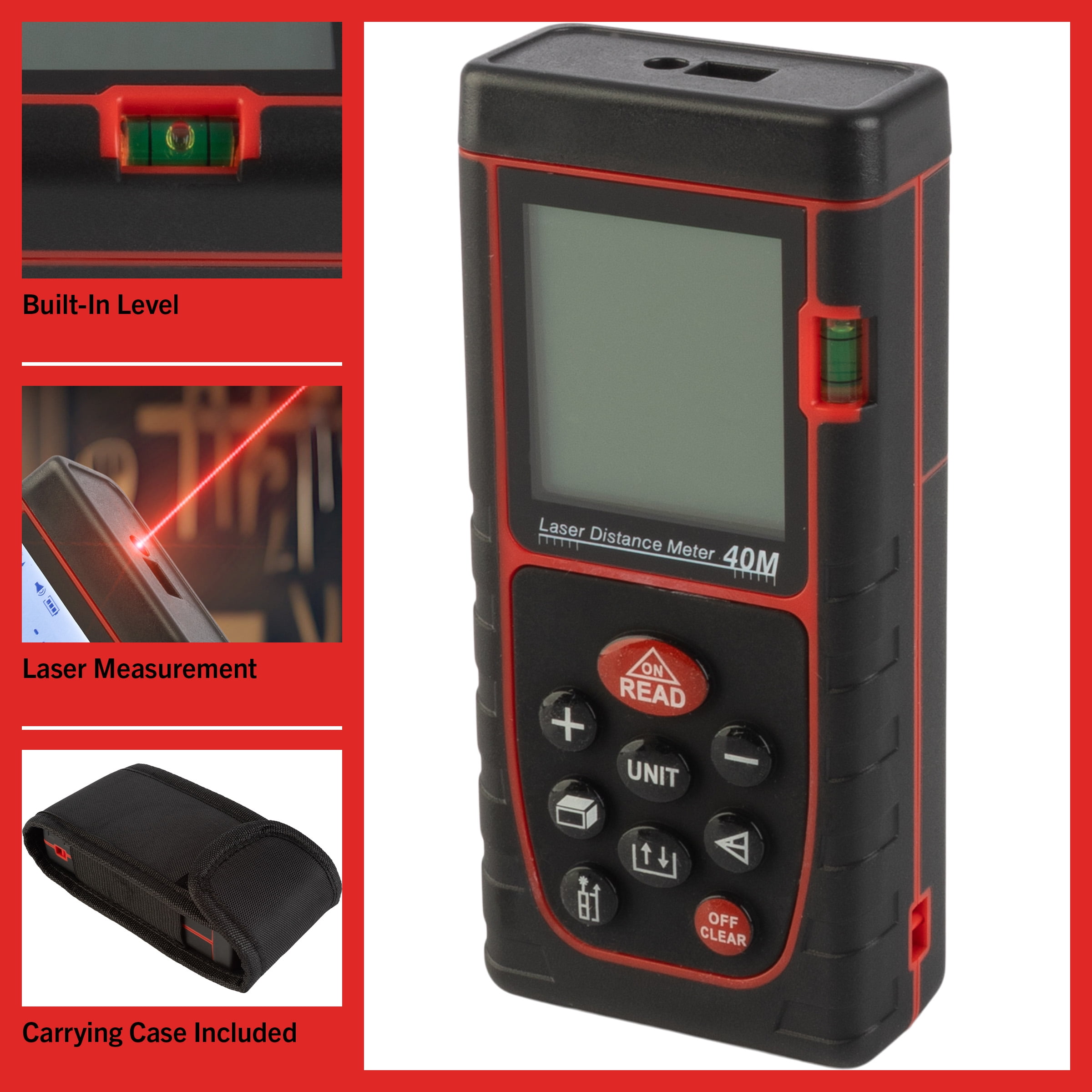 Stalwart Laser Measure Tool with 130FT Live Measuring and Backlit Display