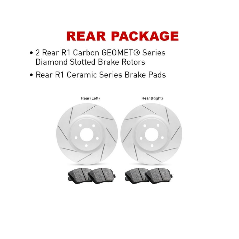 R1 Concepts Rear Brakes and Rotors Kit |Rear Brake Pads| Brake