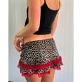 thumbnail image 4 of Women's Leopard Mini Skirt Low Waist Mesh Patchwork Ruffle Skirts Y2k 90s E-Girl Vintage Streetwear, 4 of 5