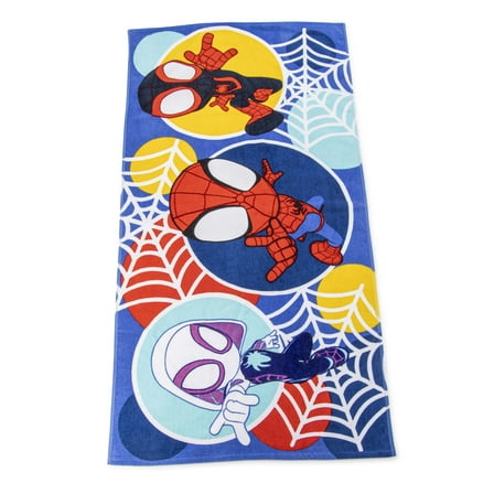 Spidey & His Amazing Friends Spots and Webs 27" x 54" Kids Bath Towel, Cotton, Multicolor, Disney