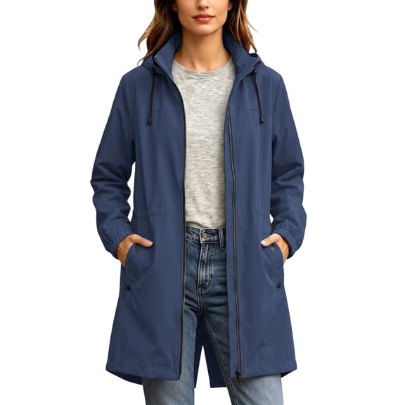 QQZ Long Tunic Oversized Hooded Zip Up Cardigan For Women, Long Sleeve Wind Resistant Cardigan Sweaters For Women, Lightweight Fall Outfits For Travel Business Casual Outdoor Daily Wear