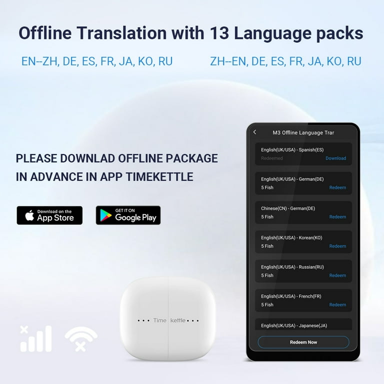 新品未開封品‼️Translator Earbuds M3 翻訳機能付きイヤフォン Offline AI Translator Earbuds M3 Language Translator Device