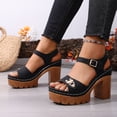 thumbnail image 4 of Rokment Platform Dressy Sandals for Women Ladies 2026 Comfortable Studded Leather Open Toe Chunky Block High Heels Summer Casual Beach Orthopedic Walking Shoes with Buckles Straps Black Size 10.5, 4 of 6