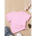 thumbnail image 3 of Bagilaanoe Toddler Baby Girls T-shirt Casual Letter Print Short Sleeve Tees 12M 24M 3T 4T 5T 6T Kids Summer Pink Tops, 3 of 7