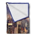 thumbnail image 2 of NYC Soft Flannel Fleece Throw Blanket, New York Big Apple Fascinating Panoramic Aerial Photo at Night City Theme Print, Cozy Plush for Indoor and Outdoor Use, 70" x 90", Multicolor, by Ambesonne, 2 of 5