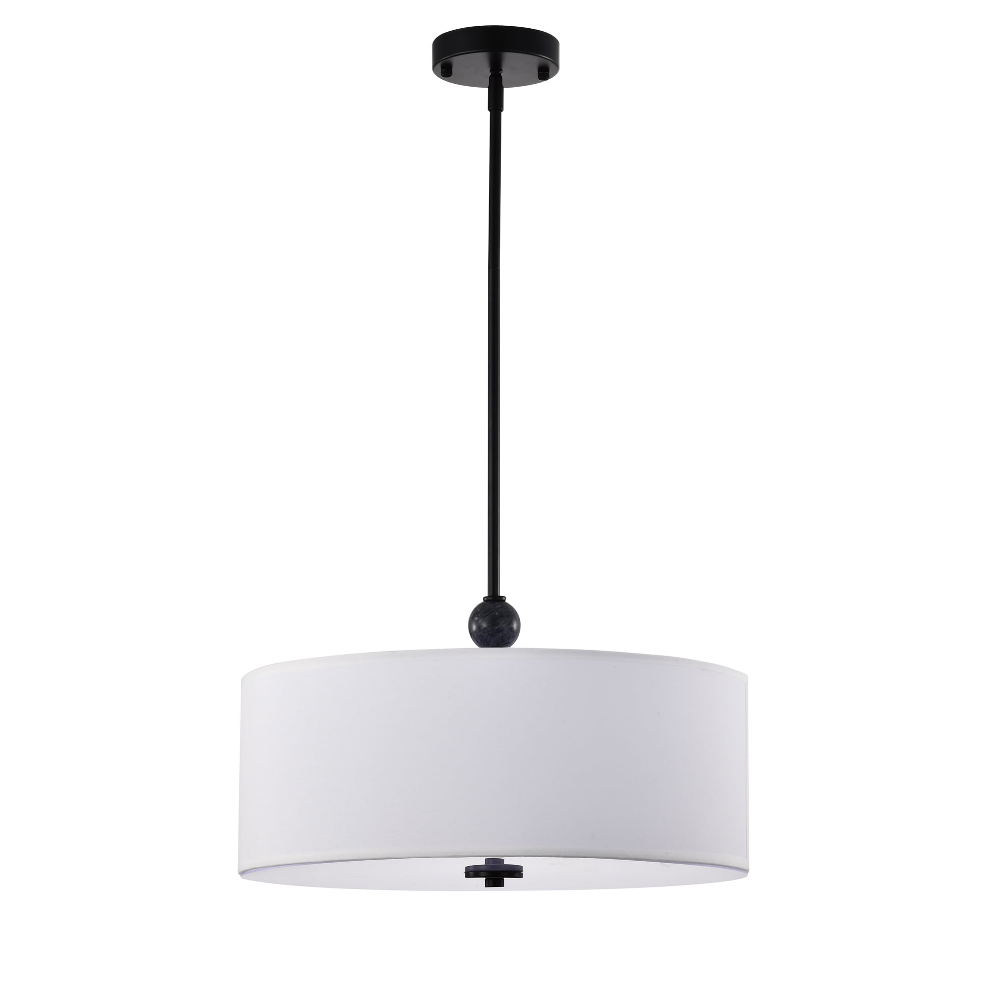 Lumi 17.7 in. 3-Light Indoor Matte Black and White Finish Chandelier