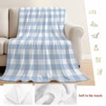 thumbnail image 5 of Light Blue Plaid Blanket Soft Cozy Warm Throw Blanket for Couch, Plush Fuzzy Flannel Fleece Blankets for Sofa, Modern Minimalist Country Bed Blankets Lightweight Gifts for Women, 40"x50", 5 of 9
