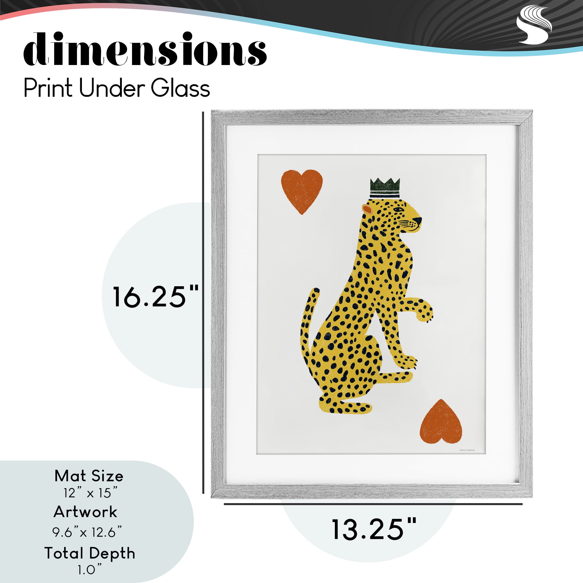 Leopard & Hearts Card Gray Framed Print Under Glass, design by Svetlana Aleynikova